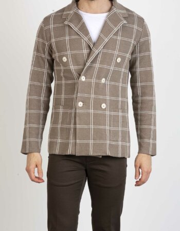 ALBARENA-GIACCA QUADRO DOPPIO PETTO-ALBA423 TORTORA