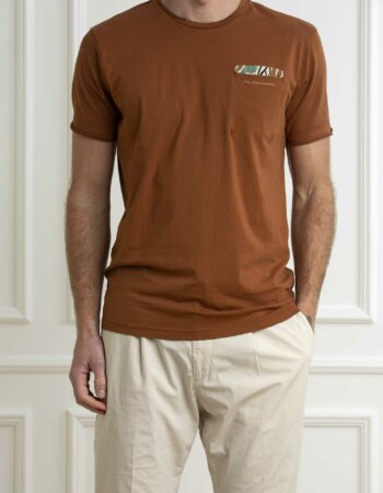DANIELE ALESSANDRINI-T-SHIRT UOMO TASCHINO-ALM7584E6434400 TABACCO
