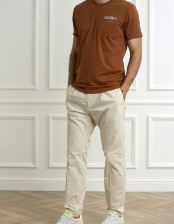DANIELE ALESSANDRINI-T-SHIRT UOMO TASCHINO-ALM7584E6434400 TABACCO