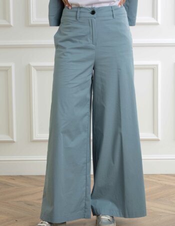 ALESSIA SANTI-PANTALONE LARGO IN POPELINE DI COTONE-AS511SD25029 AZZURRO