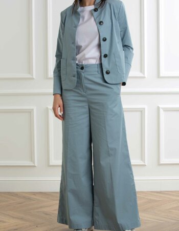 ALESSIA SANTI-PANTALONE LARGO IN POPELINE DI COTONE-AS511SD25029 AZZURRO