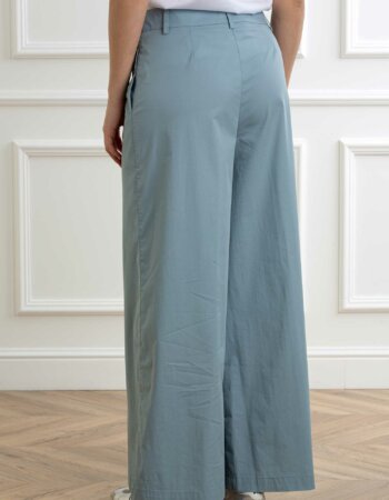 ALESSIA SANTI-PANTALONE LARGO IN POPELINE DI COTONE-AS511SD25029 AZZURRO