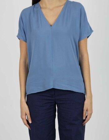 ALESSIA SANTI-BLUSA COLLO V-ASSD45024 AZZURRO