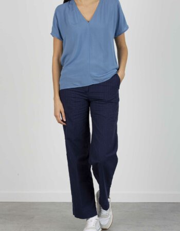 ALESSIA SANTI-BLUSA COLLO V-ASSD45024 AZZURRO