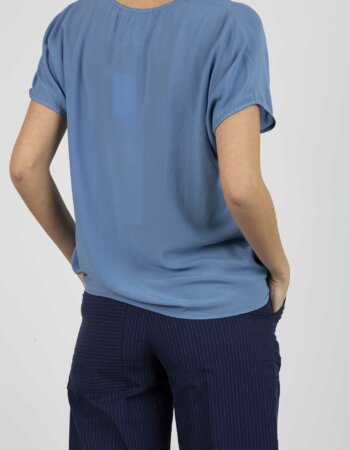 ALESSIA SANTI-BLUSA COLLO V-ASSD45024 AZZURRO