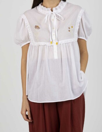 ALESSIA SANTI-BLUSA RICAMO-ASSD45038 PANNA