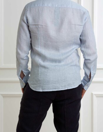 BASTONCINO-CAMICIA LINO-BAB050164SIMO AZZURRO