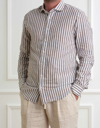 BASTONCINO-CAMICIA LINO RIGA-BAB119164SIMO MARRONE