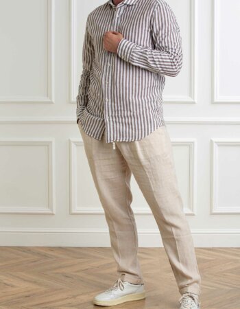 BASTONCINO-CAMICIA LINO RIGA-BAB119164SIMO MARRONE