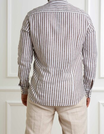 BASTONCINO-CAMICIA LINO RIGA-BAB119164SIMO MARRONE