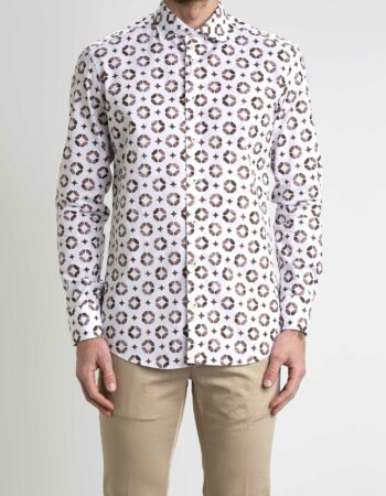 BASTONCINO-CAMICIA FANTASIA COTONE-BASB2502164 MARRONE