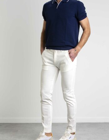 BRIGLIA-PANTALONE PIQUET-BRBG03323030 BIANCO