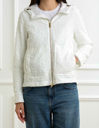 COLMAR ORIGINALS-GIACCA CON MOTIVO 3D E CAPPUCCIO-COL19055ZA BIANCO