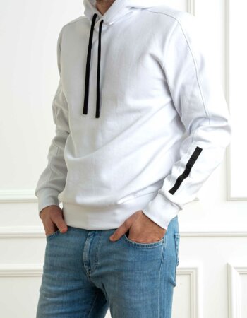 COLMAR ORIGINALS-FELPA CAPPUCCIO IN INTERLOCK ELASTICIZZATO-COL61883YV BIANCO