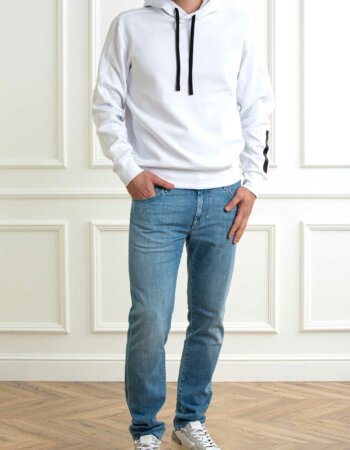COLMAR ORIGINALS-FELPA CAPPUCCIO IN INTERLOCK ELASTICIZZATO-COL61883YV BIANCO