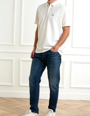 CP COMPANY-POLO STRETCH PIQUET LOGO-CP18CMPL165A005263W WHITE