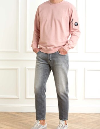 CP COMPANY-MAGLIA LIGHT FLEECE CREW NECK SWEATSHIRT-CP18CMSS019A002246G ROSE