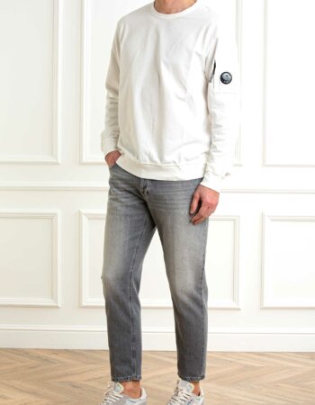 CP COMPANY-MAGLIA LIGHT FLEECE CREW NECK SWEATSHIRT-CP18CMSS019A002246G WHITE