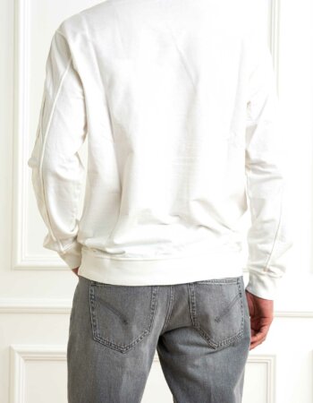 CP COMPANY-MAGLIA LIGHT FLEECE CREW NECK SWEATSHIRT-CP18CMSS019A002246G WHITE