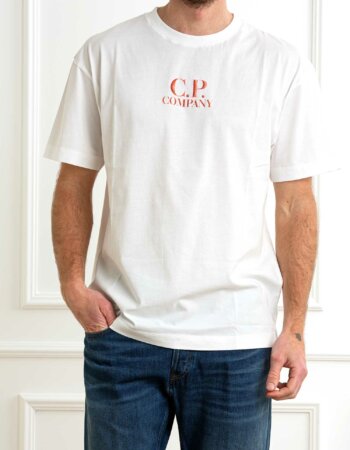 CP COMPANY-T-SHIRT 30/1 JERSEY LOGO-CP18CMTS141A005100W WHITE