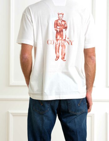 CP COMPANY-T-SHIRT 30/1 JERSEY LOGO-CP18CMTS141A005100W WHITE