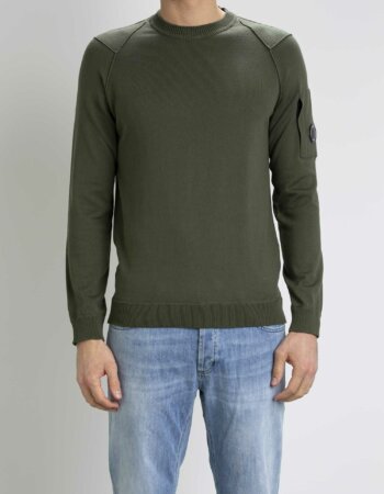 CP COMPANY-MAGLIA GIROCOLLO SEA ISLAND-CPKN129A004037AP3 MILITARE