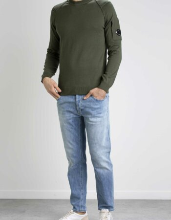 CP COMPANY-MAGLIA GIROCOLLO SEA ISLAND-CPKN129A004037AP3 MILITARE