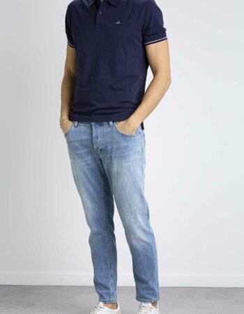 CP COMPANY-POLO TACTING PIQUET LOGO-CPPL253A006263G BLUE