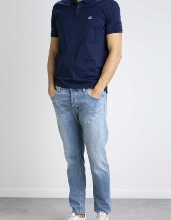 CP COMPANY-POLO MERCERIZED JERSEY TWISTED-CPPL255A006374G BLUE