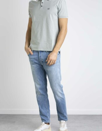 CP COMPANY-POLO MERCERIZED JERSEY TWISTED-CPPL255A006374G HARBOR