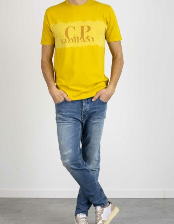 CP COMPANY-T-SHIRT IN JERSEY CON LOGO TIE-DYE-CPTS234A005431S GOLD