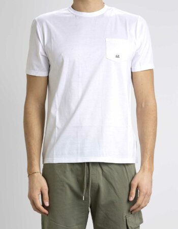 CP COMPANY-T-SHIRT MERCERIZED JERSEY TWISTED-CPTS256A006374G WHITE