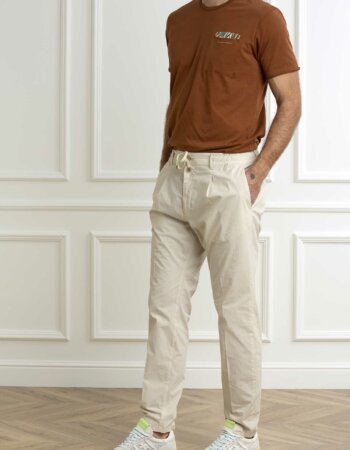 CRUNA-PANTALONE MITTE UOMO COTONE-CRUMITTE1302 ECRU