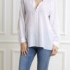 DONDUP-CAMICIA DONNA RIGATA-DDDC370EF0145 BIANCO