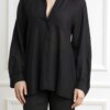 DONDUP-CAMICIA DONNA RIGATA-DDDC370EF0145 NERO