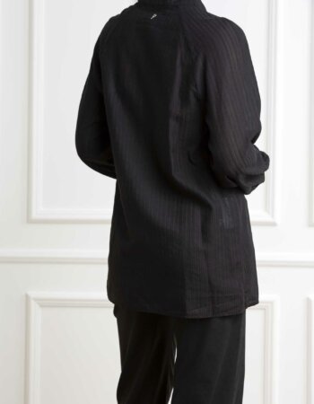 DONDUP-CAMICIA DONNA RIGATA-DDDC370EF0145 NERO