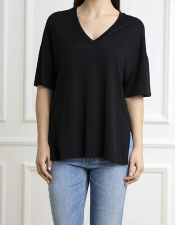 DONDUP-MAGLIA SCOLLO V DONNA-DDS992JF0337D NERO