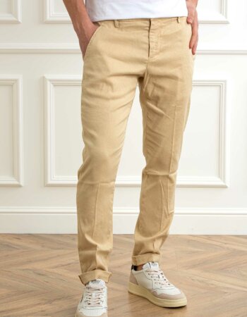 DONDUP-PANTALONE GAUBERT LINO STRETCH-DDUP235LS0004U BEIGE