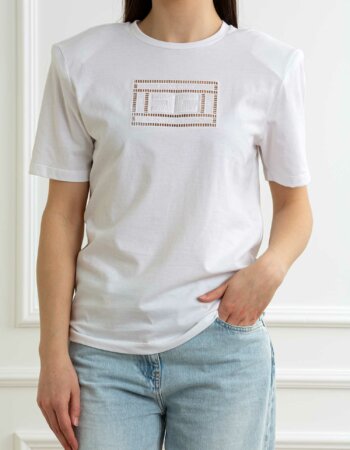 ELISABETTA FRANCHI-T-SHIRT-EFMA01651E2 GESSO