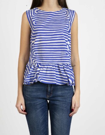 EMME MARELLA-CANOTTA IN MUSSOLA DI COTONE E STAMPATA-EMABANO BLUE