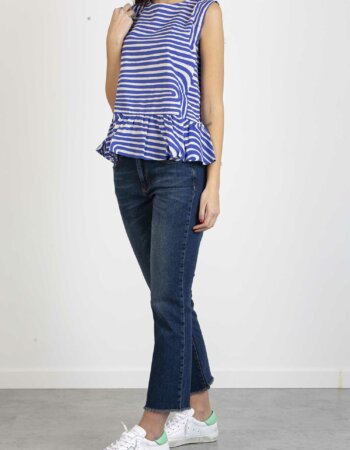 EMME MARELLA-CANOTTA IN MUSSOLA DI COTONE E STAMPATA-EMABANO BLUE