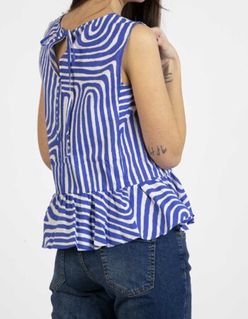 EMME MARELLA-CANOTTA IN MUSSOLA DI COTONE E STAMPATA-EMABANO BLUE