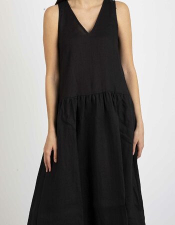 EMME MARELLA-ABITO IN LINO-EMADATTO NERO