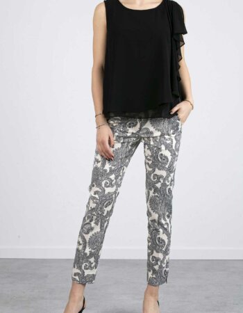 EMME MARELLA-CANOTTA IN GEORGETTE-EMATTORE NERO