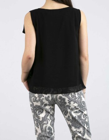 EMME MARELLA-CANOTTA IN GEORGETTE-EMATTORE NERO