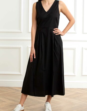 EMME MARELLA-ABITO POPELINE UNITO RIGATO-EMBANCA NERO