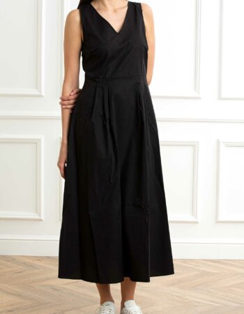 EMME MARELLA-ABITO POPELINE UNITO RIGATO-EMBANCA NERO