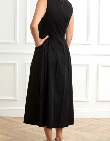 EMME MARELLA-ABITO POPELINE UNITO RIGATO-EMBANCA NERO