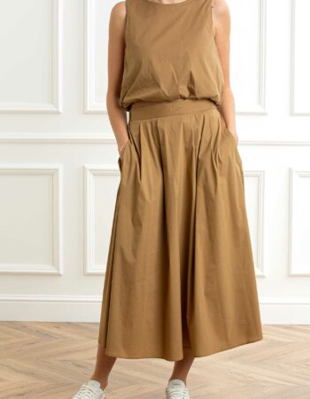 EMME MARELLA-TOP IN COTONE-EMCHIATTA CAMMELLO