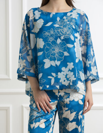 EMME MARELLA-CAMICIA IN GEOGETTE-EMFINEZZA OCEANO